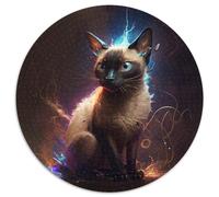Adult Jigsaw Puzzles 1000 Pieces Fantasy Siamese Cat Round Jigsaw Puzzles Brain Teaser Game for Teenagers,Perfect (Size 67.5x67.5cm)