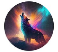 Adult Jigsaw Puzzles 1000 Pieces Fantasy Wolf 1000 Piece Round Puzzle Interactive Family Game, Suitable for Ages 14+ 67.5x67.5cm
