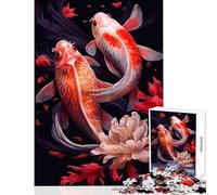 Adult Jigsaw Puzzles 1000 Pieces Fat Koi Fish Jigsaw Puzzles for Teenagers Pattern Assembly Difficult And Challenge Challenging Family Fun Game (50x75cm)