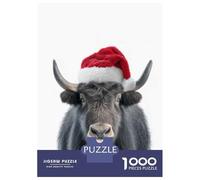 Adult Jigsaw Puzzles 1000 Pieces Festive Christmas Yak with Santa Hat Jigsaws for Adults Fun Games But Fun And Humorous Challenging To Complete 70x50cm/1000pcs