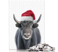 Adult Jigsaw Puzzles 1000 Pieces Festive Christmas Yak with Santa Hat Puzzles for Adults & Teenager For Family Fun & Game Night 1000pcs (75x50cm)