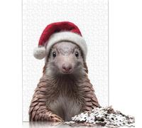 Adult Jigsaw Puzzles 1000 Pieces Festive Pangolin with Santa Hat Wooden Puzzles Unique Home Decor And Gifts 1000pcs (75x50cm)