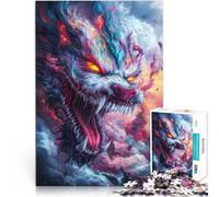 Adult Jigsaw Puzzles 1000 Pieces Fiery Wolf Beast Pädagogisches Spielzeug zum Stressabbau Ein Kunstwerk75x50cm