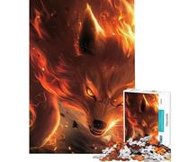 Adult Jigsaw Puzzles 1000 Pieces Fire Kitsune Fox for Educational Game Challenge Toy Educational Games Wall Decoration Gifts For Birthdays (Size 38x52cm)