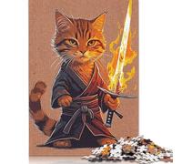 Adult Jigsaw Puzzles 1000 Pieces Fire Sword Cat Wooden Puzzle Adult Jigsaw Puzzle Jigsaw Puzzles for Adults Teenagers 1000pcs (75x50cm)