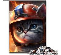 Adult Jigsaw Puzzles 1000 Pieces Firefighter Cat Jigsaw Puzzles for Adults size 50x75cm for Home Decor, Ideal Christmas & New Year Gift for Teenagers