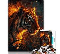 Adult Jigsaw Puzzles 1000 Pieces Flame Tiger Adult Jigsaw,Educational Games Home Decoration Unique Home Decor And Gifts 26x38cm