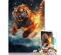 Adult Jigsaw Puzzles 1000 Pieces Flame Tiger Adult Puzzles,family Fun Games Is Ideal As A Gift for The Whole Family (size 38x26cm)