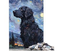 Adult Jigsaw Puzzles 1000 Pieces FlatCoated Retriever Night Paper Jigsaw Puzzles for Adults Educational Game Challenge Toy 1000pcs (38x26cm)