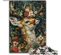 Adult Jigsaw Puzzles 1000 Pieces Floral Deer Difficult Puzzles for Adults for Teenagers Educational Games Gifts 26X38CM