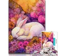 Adult Jigsaw Puzzles 1000 Pieces Flower Bunny Teenager Puzzles,Quiz Game Wall Decoration Unique Birthday And Xmas Gifts (size 38x26cm)