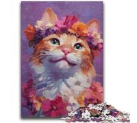 Adult Jigsaw Puzzles 1000 Pieces Flower Cat Teenager Puzzles,Stress Reliever Difficult Challenge Unique Home Decor And Gifts (75x50cm)