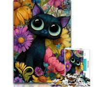 Adult Jigsaw Puzzles 1000 Pieces Flowers And Cats,Educational Games Home Decoration Educational Game for Birthday,Chrismas (38x26cm)