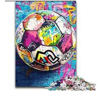 Adult Jigsaw Puzzles 1000 Pieces Football Graffiti Brain Teaser Game Educational Game for Birthday, Chrismas for for Age 14 26x38cm