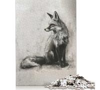 Adult Jigsaw Puzzles 1000 Pieces Fox In Charcoal Sketch Puzzle for Adults And Teenager Jigsaw Puzzles for Adults 1000pcs (75x50cm)