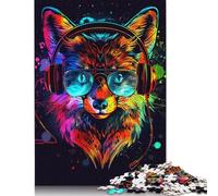 Adult Jigsaw Puzzles 1000 Pieces Fox with Sunglasses Paper Puzzles for Adults Sustainable Puzzle Games 1000pcs (75x50cm)