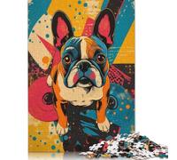 Adult Jigsaw Puzzles 1000 Pieces French Bulldog Wall Art Colorful Bulldog Pop Art Wood Puzzle Jigsaws for Adults Teenagers Age 14+ 1000pcs (75x50cm)