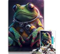 Adult Jigsaw Puzzles 1000 Pieces Frog Space Astronaut 1000 Pieces for Adults,Educational Games Home Decoration Birthday Present, Gifts, Wall Art (size 75x50cm)