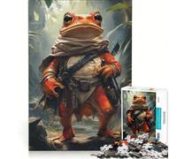 Adult Jigsaw Puzzles 1000 Pieces Frog Warrior in Jungle, Educational Game, Fun at Home Activities, for Birthday, Chrismas 38x26cm