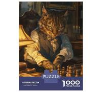 Adult Jigsaw Puzzles 1000 Pieces Funny Cat Playing Chess Jigsaws for Adults Fun Games But Fun And Humorous Challenging To Complete 38x26cm/1000pcs