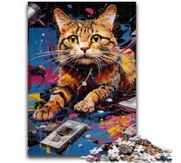 Adult Jigsaw Puzzles 1000 Pieces Futuristic Cat Puzzles,Challenging Family Activity Games DIY Toy for Home Wall Decor Gifts (26x38cm)