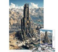 Adult Jigsaw Puzzles 1000 Pieces Futuristic Cityscape with Towering Structure Jigsaw Puzzle 1000 Hands-on Game Great Gifts for Games Analysis And Logic (38x26cm)