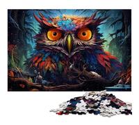 Adult Jigsaw Puzzles 1000 Pieces Futuristic Colorful Psychedelic Owl Puzzle for Adults Wood Jigsaw Home Decoration 1000 PCS(75x50cm)