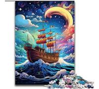 Adult Jigsaw Puzzles 1000 Pieces Galaxy Pirate Ship Wooden Jigsaw Puzzles for Adults size 50x75cm Interactive Family Game, DIY Home Decor Brain Challenge Gift