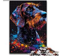 Adult Jigsaw Puzzles 1000 Pieces German Wirehaired Pointer Dog Art Puzzles for Adults Challenging Brain Teaser for Teenagers, Family Fun, DIY Home Decor Gift size 26x38cm