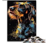 Adult Jigsaw Puzzles 1000 Pieces German Wirehaired Pointer Dog Art Puzzles for Adults Challenging Brain Teaser for Teenagers, Family Fun, DIY Home Decor Gift size 26x38cm