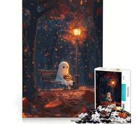 Adult Jigsaw Puzzles 1000 Pieces Ghost with Pumpkin on Park Bench, Toy Wall Decor, Fun Activities at Home, Improving Love between Couples 50x75cm