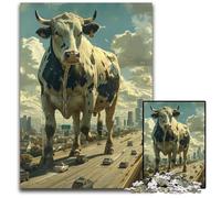 Adult Jigsaw Puzzles 1000 Pieces Giant Cow in City Difficult Puzzles for Adults for Birthdays And Holidays 1000 PCS(38x26cm)