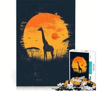 Adult Jigsaw Puzzles 1000 Pieces Giraffe Sunset Silhouette, Toy Wall Decor, Fun Activities at Home, Improving Love between Couples 38x52cm