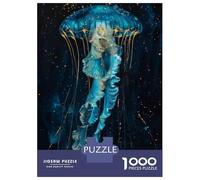 Adult Jigsaw Puzzles 1000 Pieces Glowing Jellyfish Art Print Jigsaws for Adults Brain Teaser Game A Work of Art Educational Challenge 38x26cm/1000pcs