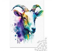 Adult Jigsaw Puzzles 1000 Pieces Goat Watercolor Portrait Wood Jigsaw Puzzles for Adults Educational Game Challenge Toy 1000pcs (75x50cm)