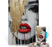 Adult Jigsaw Puzzles 1000 Pieces Gold and Red Woman Anspruchsvoll, aber lustig und humorvoll Ein Kunstwerk75x50cm
