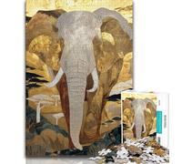 Adult Jigsaw Puzzles 1000 Pieces Golden Elephant, Stress Reliever Difficult Challenge,Educational Game for Birthday, Chrismas for Ages 14+ 38x26cm