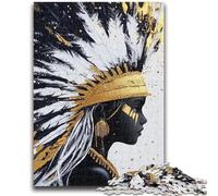 Adult Jigsaw Puzzles 1000 Pieces Golden Indian Princess 1000 Pieces for Teenagers,with Matching Poster And Trivia Sheet for And Age 14 Years Up (50x75cm)