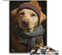 Adult Jigsaw Puzzles 1000 Pieces Golden Retriever Wearing A Hat,Help The Brain Exercise Addictive Toys to Cultivate Patience Enhance Memory 38X52CM