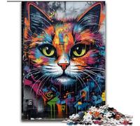 Adult Jigsaw Puzzles 1000 Pieces Graffiti Art Cat 1000 Piece Jigsaw for Home Decor, Family Fun, Ages 14+ (Size 50x75cm)