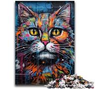 Adult Jigsaw Puzzles 1000 Pieces Graffiti Art Cat for Age 14 Years And over Decompressing Intellectual Educational Toy Great Gift 50x75cm