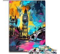 Adult Jigsaw Puzzles 1000 Pieces Graffiti Big Ben Jigsaw Interactive Family Game, Ideal, Family Activity Game (size : 50x75cm)