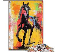 Adult Jigsaw Puzzles 1000 Pieces Graffiti Horse,Help The Brain Exercise Addictive Toys to Cultivate Patience Gift For Birthdays 38x26cm