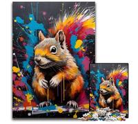Adult Jigsaw Puzzles 1000 Pieces Graffiti Painting Squirrel Wooden Jigsaw Brain Teaser Game, Interactive Family Game, Suitable for Ages 14+ 50x75CM/19.68x29.52inch
