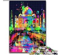 Adult Jigsaw Puzzles 1000 Pieces Graffiti Taj Mahal Jigsaw Puzzles Made of Wood,Develops Hand-Eye Coordination Skills, Perfect for Birthday Gifts 1000pcs(50x75cm)