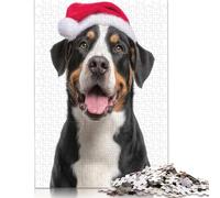 Adult Jigsaw Puzzles 1000 Pieces Greater Swiss Mountain Dog Wearing Santa Hat Puzzle Jigsaws for Adults& Teens Age 12 Years Up 1000pcs (75x50cm)