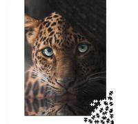 Adult Jigsaw Puzzles 1000 Pieces Green Eyed Leopard Wooden Puzzles for Adults Sustainable Puzzle Games 1000pcs (75x50cm)