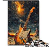 Adult Jigsaw Puzzles 1000 Pieces Guitar on The Moon Jigsaw Puzzle Made of cardboard, for Birthdays, Holidays & Home Decor 1000pcs(26x38cm)