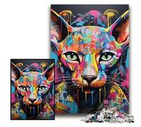 Adult Jigsaw Puzzles 1000 Pieces Hairless Cat Graffiti 1000-Piece Jigsaw Puzzle Challenging Brain Teaser for Teenager, Family Game Night Fun Size 50x75cm