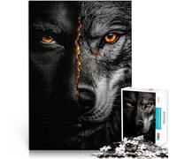 Adult Jigsaw Puzzles 1000 Pieces Half Wolf Half Human Made of wood for and from 14 years and over Play Toys As a gift for the whole family and friends。size:50x75cm/19.68x29.52inch